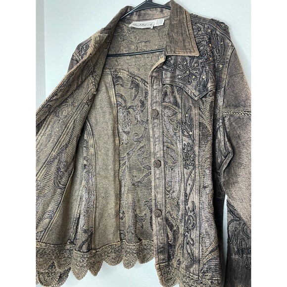 Vintage Flashback Couture Metallic Bronze Jacket Size L - Picture 3 of 8